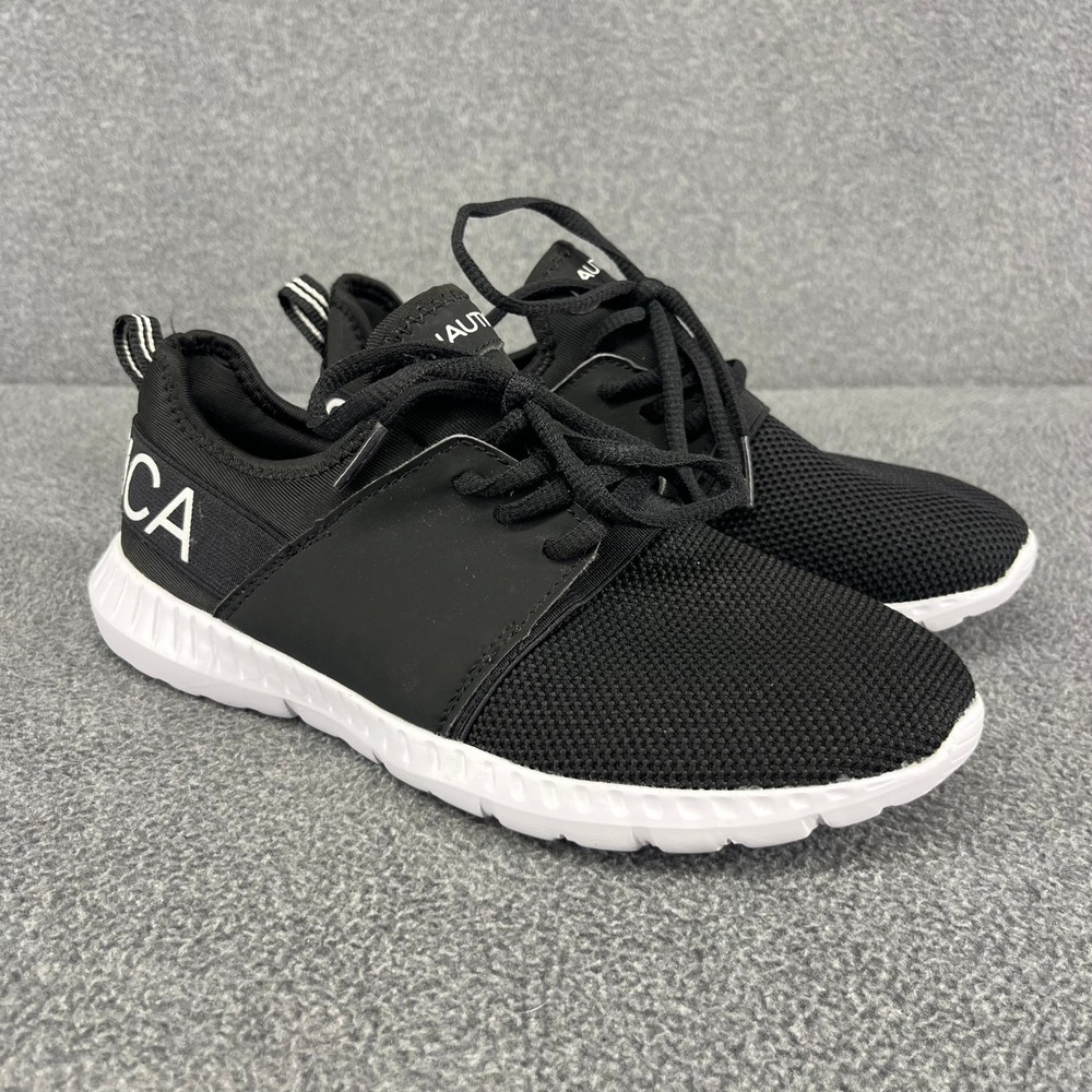 Nautica Mesh‎ Sneakers Youth Size 4 Black White Logo Low Top Athletic Shoes